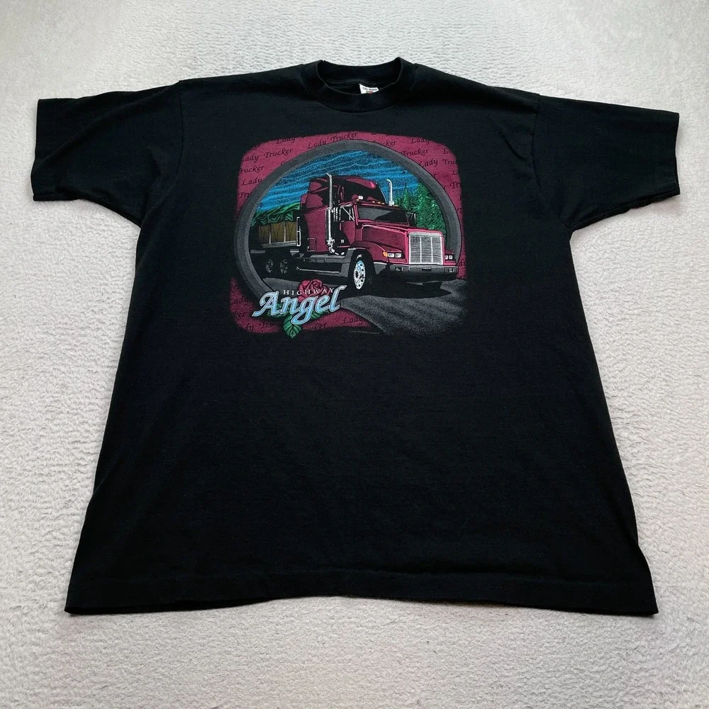 Vintage American Trucker T-Shirt Unisex Size 2XL Highway Angel Lady Trucker 90's